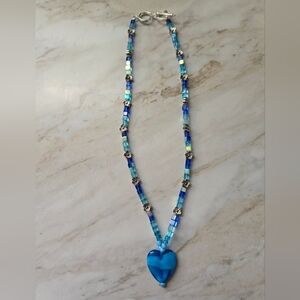 Blue Heart Pendant Necklace